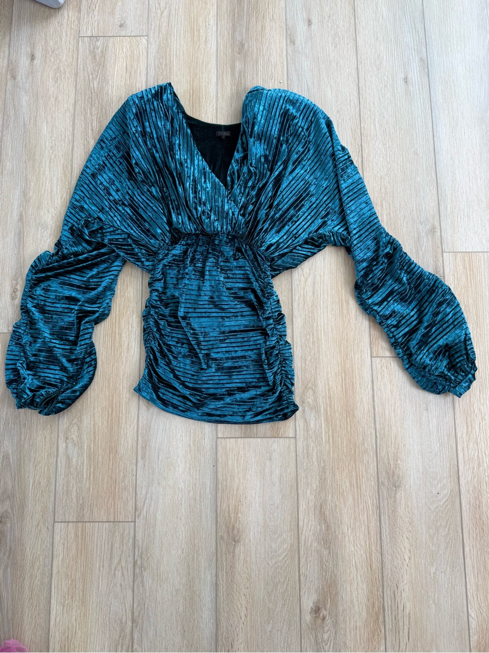 NBD Teal illusion mini dress